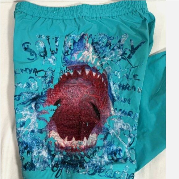 DOUBLET RARE $695 JAPAN Streetwear Printed Chaos Embroidery Two Way Pants Blue M - Picture 4 of 15